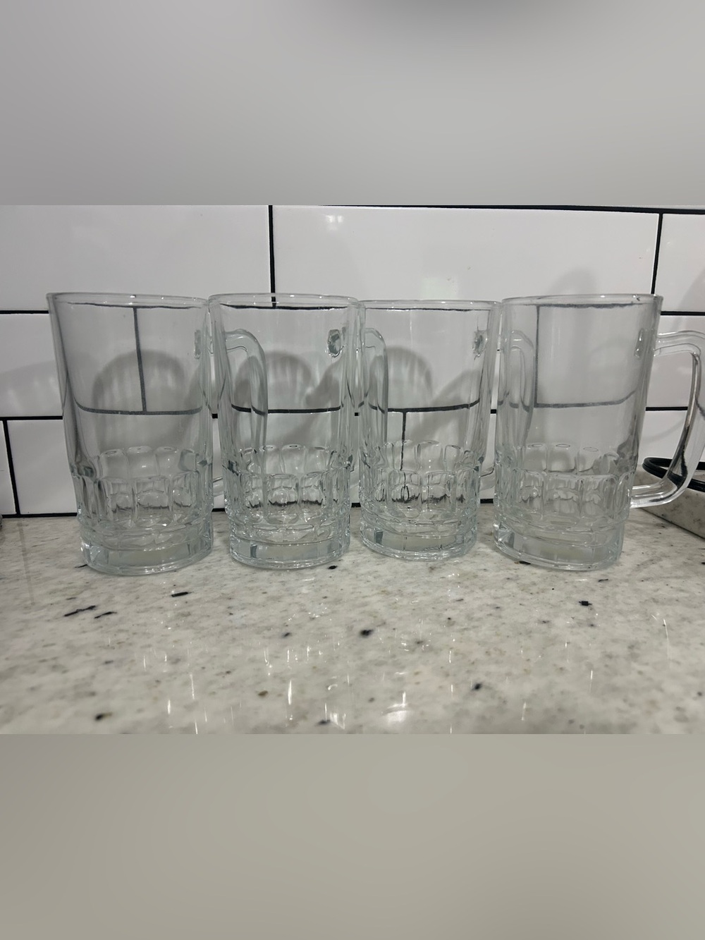 vintage KIG Indonesia heavy paneled glass beer steins 16 oz
